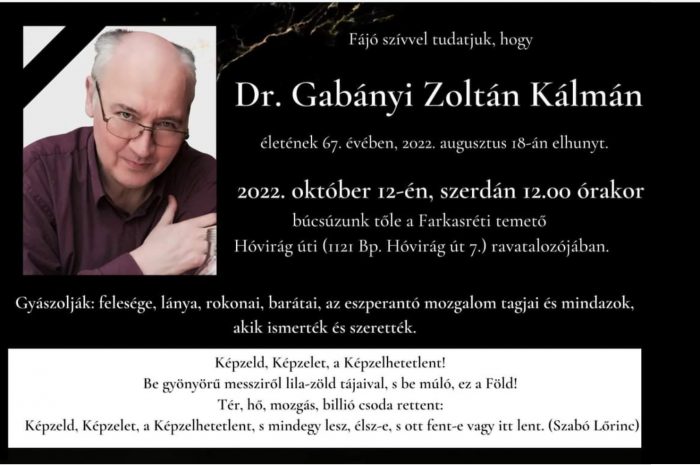 Elhunyt dr. Gabányi Zoltán